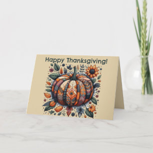 Carte Patchwork Citrouille de Thanksgiving