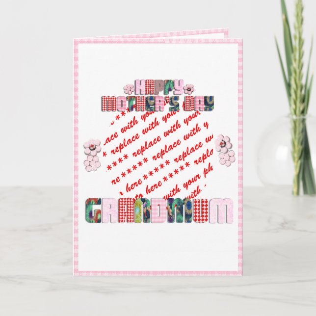Carte Patchwork 'Grand-mère' Fête des Mères Cadre photo (Devant)