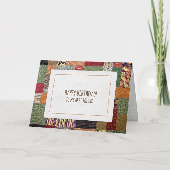 Carte patchwork quilt motif pour l'anniversaire de l'ami (Devant)