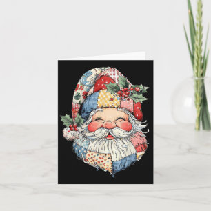 Carte Patchwork Santa Claus Rétro Noël Funny Mens W