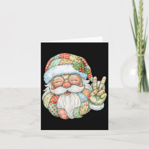 Carte Patchwork Santa Claus Rétro Noël Funny Mens W