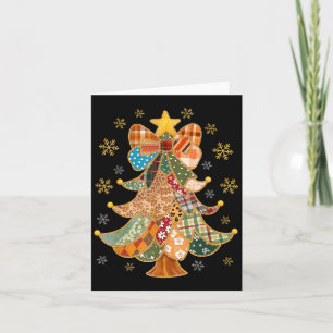 Carte Patchwork Xmas Coquette Bow Lace Joyeux brillant C
