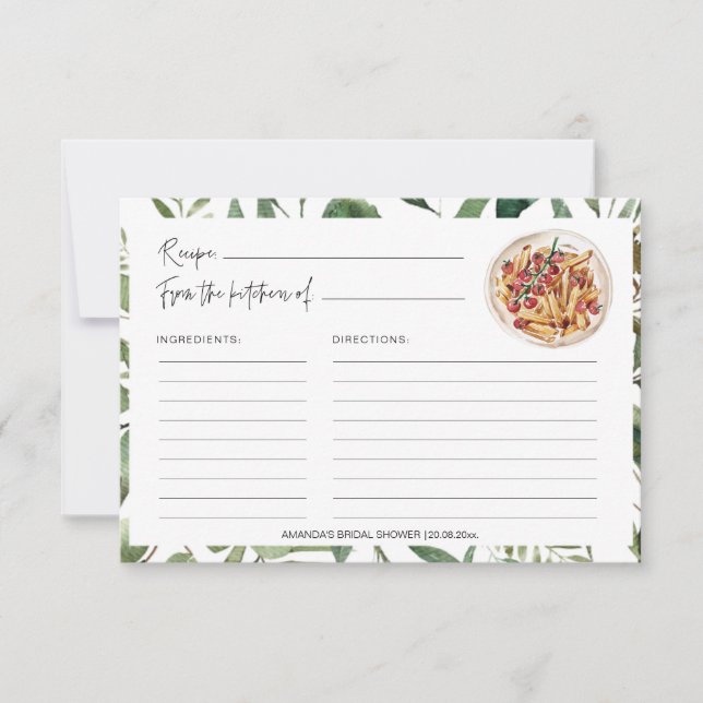 Carte Pâtes vertes Fête des mariées de cuisine Recettes  (Devant)