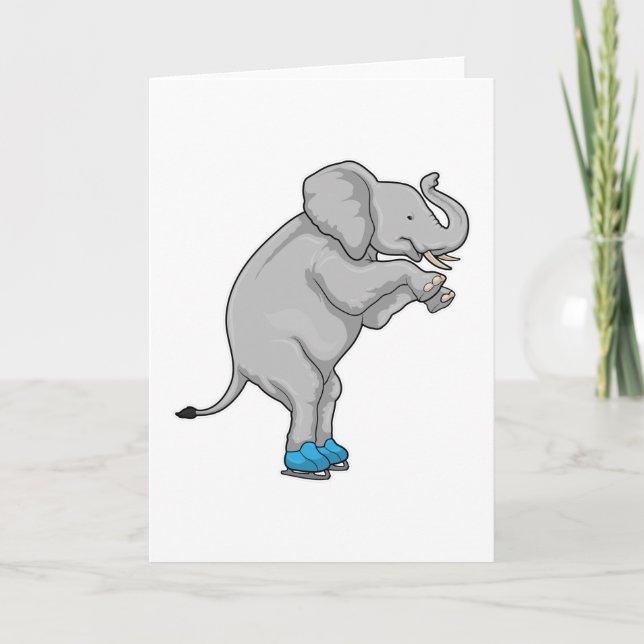 Carte Patinage artistique Éléphant Patins à glace (Devant)