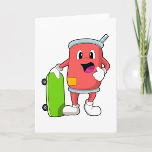 Carte Patinage avec skateboard