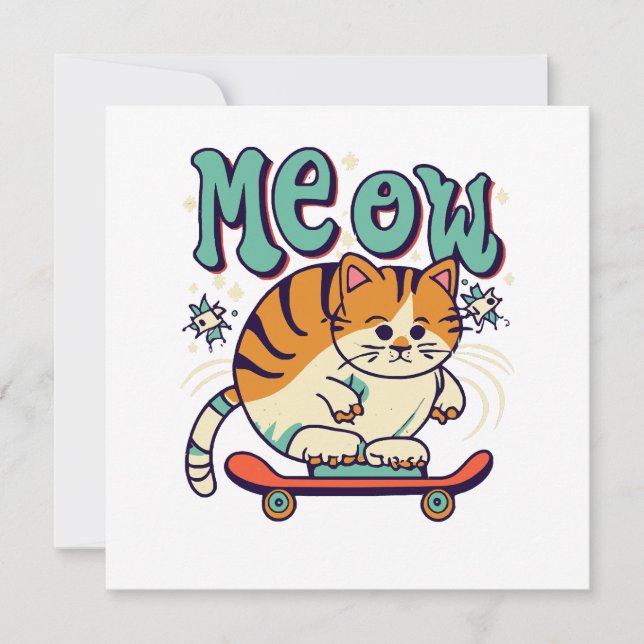 Carte Patinage de chat Miaou (Devant)