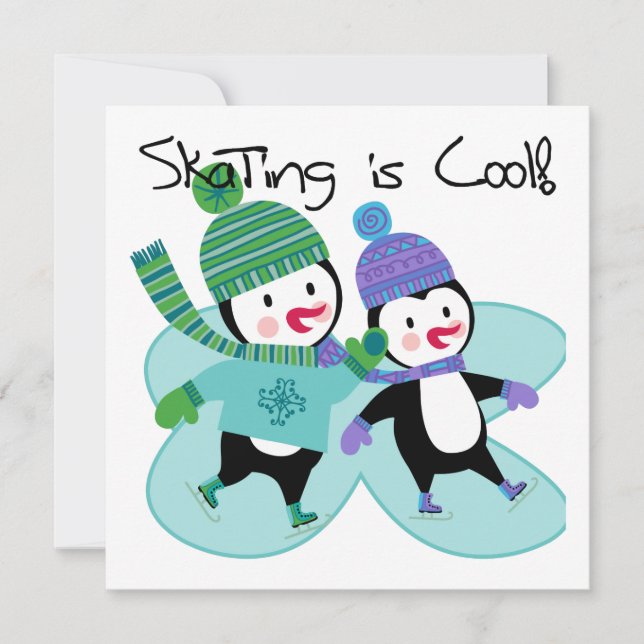 Carte Patinage de pingouins est Cool (Devant)