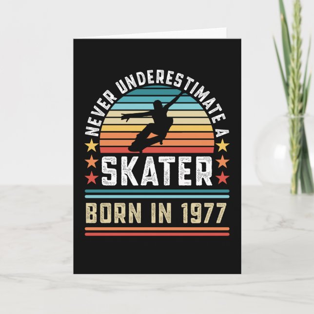 Carte Patineur né 1977 50e anniversaire Skateboard Cadea (Devant)