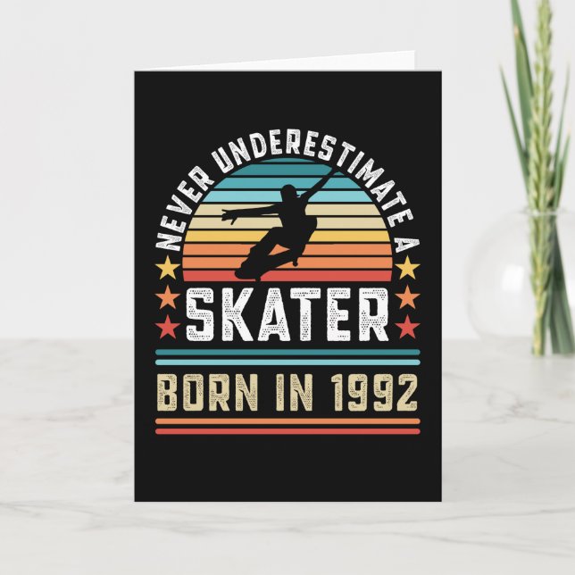 Carte Patineur né 1992 30e anniversaire Skateboard Cadea (Devant)