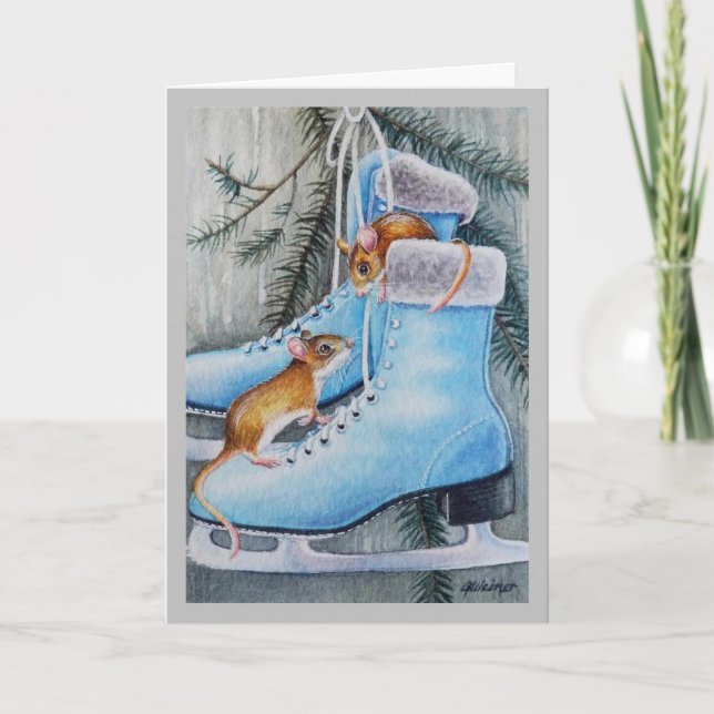 Carte Patins à glace bleus et maison de vacances des sou (Devant)