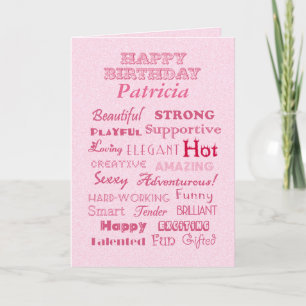 Carte Patricia Happy Birthday Mots de louanges
