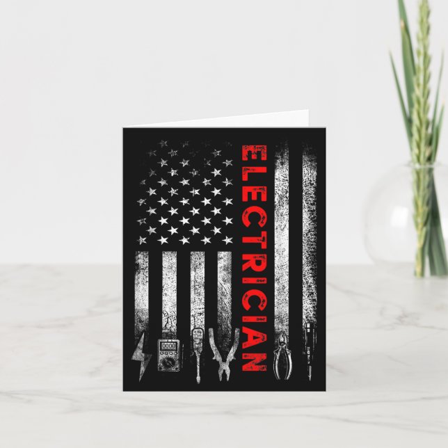Carte Patriotic Electrician American Flag Fathers Day  (Devant)