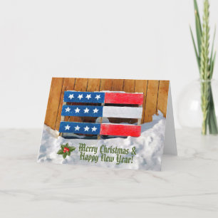 Carte Patriotic Merry Christmas Greeting Card