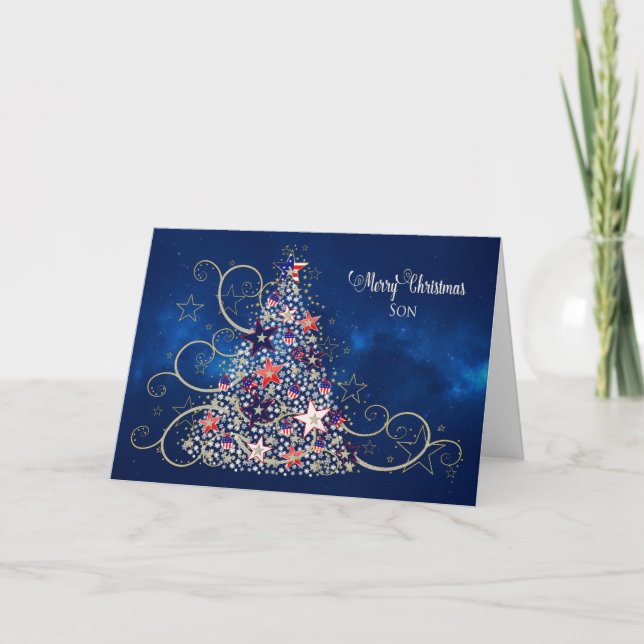 Carte Patriotic Military Christmas Tree, SON (Devant)