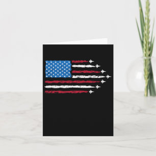 Carte Patriotique Rouge Bleu Bleu Usa Drapeau Jets 4e