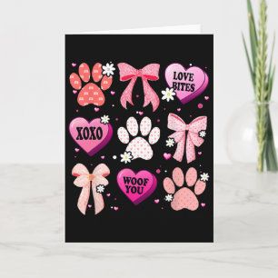 Carte Patte de chien Coquette Nœud Cœur Saint-Valentin A