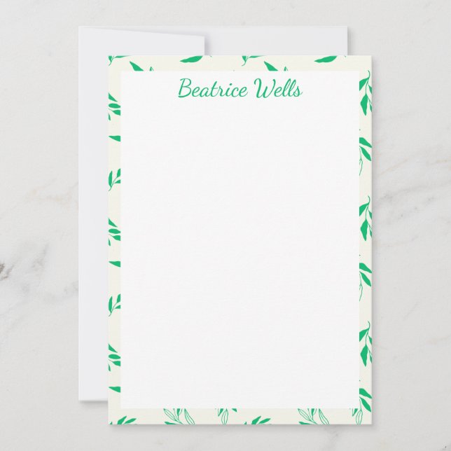 Carte Pattern de Botanical Green Floral Plant Leaves (Devant)