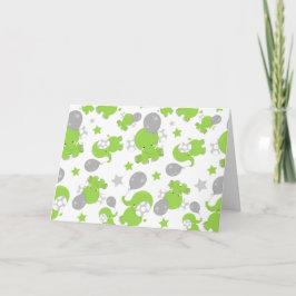 Carte Pattern of Green Elephants, Cute Elephants, stars