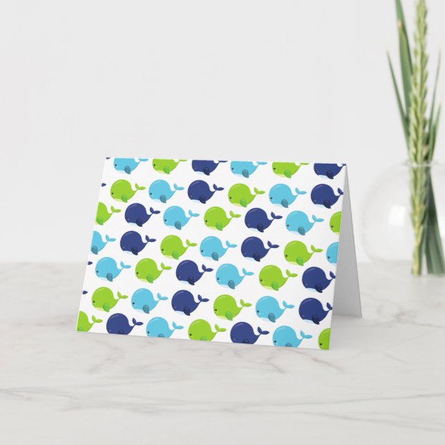 Carte Pattern of Whales, Cute Whales, Sea Animals (Devant)