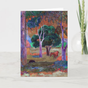 Carte Paul Gauguin - Paysage avec un cochon et un cheval