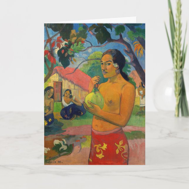 Carte Paul Gauguin - Une femme tenant un fruit (Devant)