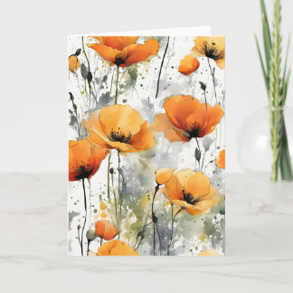Carte Pavot de Californie - Fleurs aquarelle