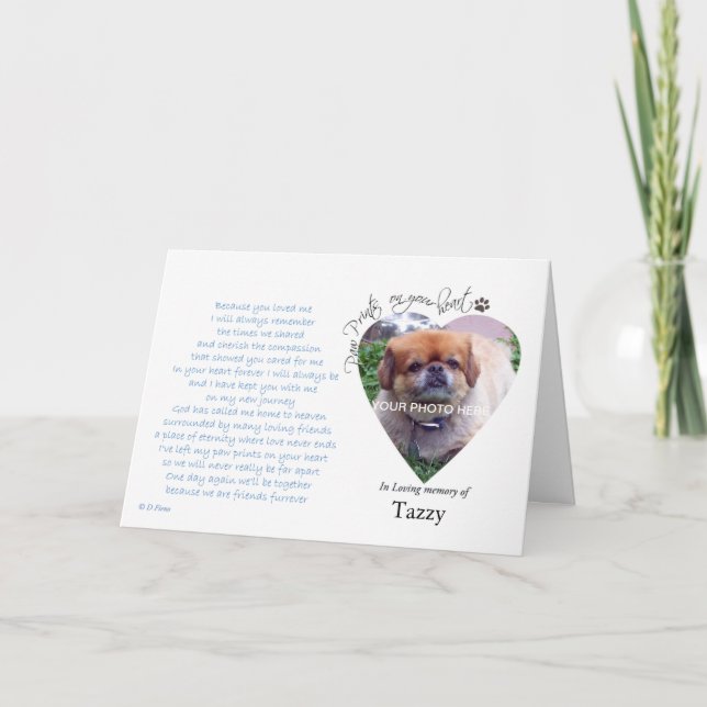 Carte Paw Prints on Your Heart custom photo card (Devant)