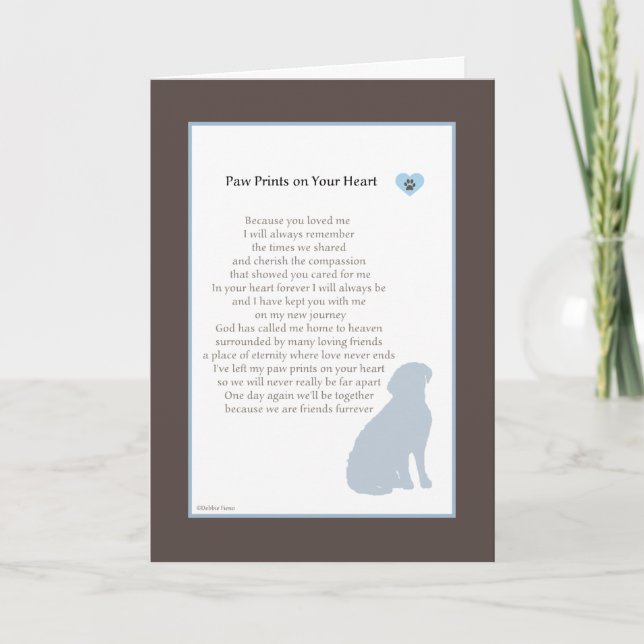 Carte Paw Prints On Your Heart sympathy (Devant)