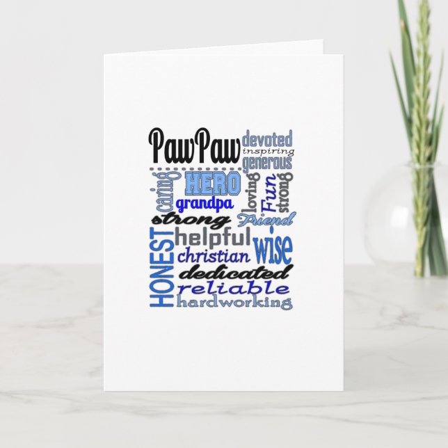 Carte Pawpaw Fête des pères forte loyale grand-père Papa (Devant)
