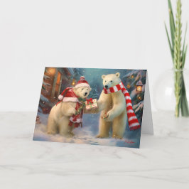 Carte Paws and Presents : Un Échange de Noël d'ours pola
