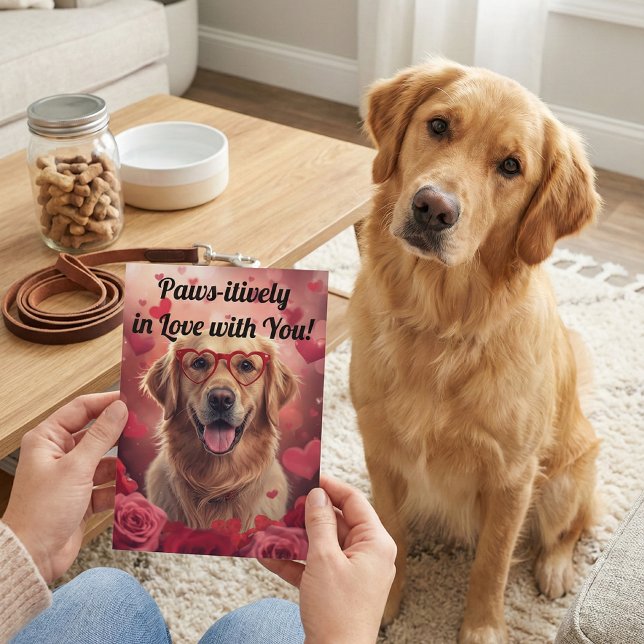 Carte Paws-itively in Love Golden Retriever Valentine's  (Créateur téléchargé)