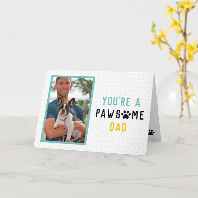 Carte Pawsome Chien Papa | Fête des pères française (Fleur jaune)