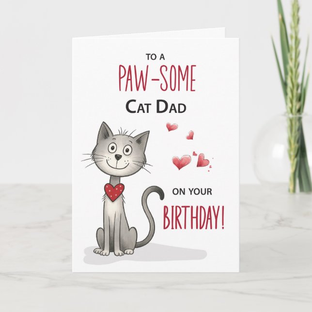 Carte Pawsome Du Chat Papa Drôle Anniversaire (Devant)