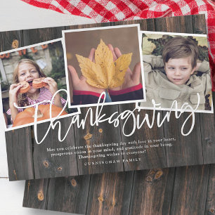 Carte Pays Bois rustique 3 Famille Photo Thanksgiving