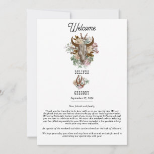 Carte Pays de l'Ouest Boho Cow Skull Mariage Itinéraire