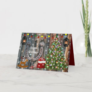 Carte Pays Noël fer à cheval Noël Cadeaux d'arbre de Noë