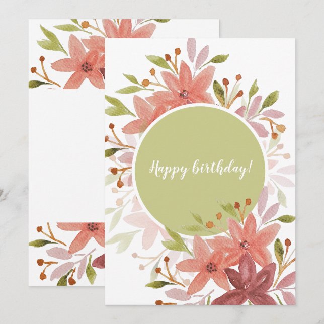 Carte Pays Russe Floral Terracotta Blush (Devant / Derrière)