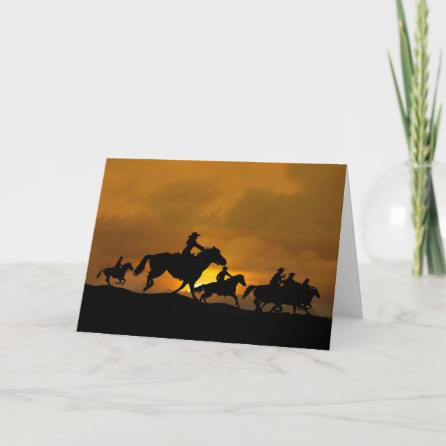 Carte Pays Western Cowboy Joyeux Anniversaire (Devant)