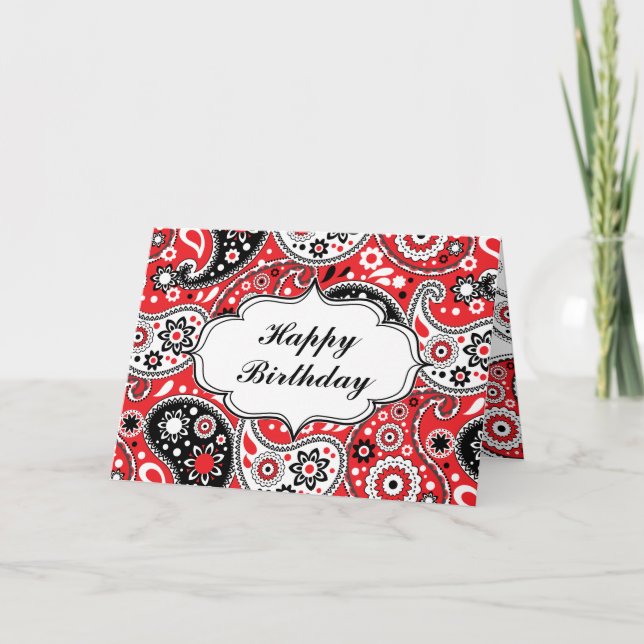 Carte Pays Western Paisley Joyeux anniversaire (Devant)