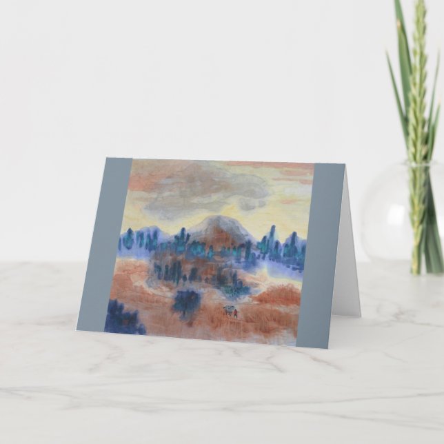 Carte Paysage Abstrait - Désert, Cheval et Rider (Devant)