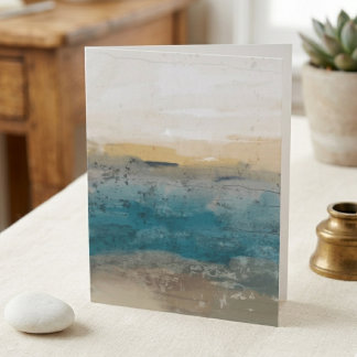 Carte Paysage aquarelle abstrait bleu et or