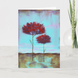 Carte Paysage artistique Abstrait et chéri Arbres rouges