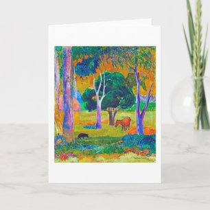 Carte Paysage avec cochon et cheval, Gauguin
