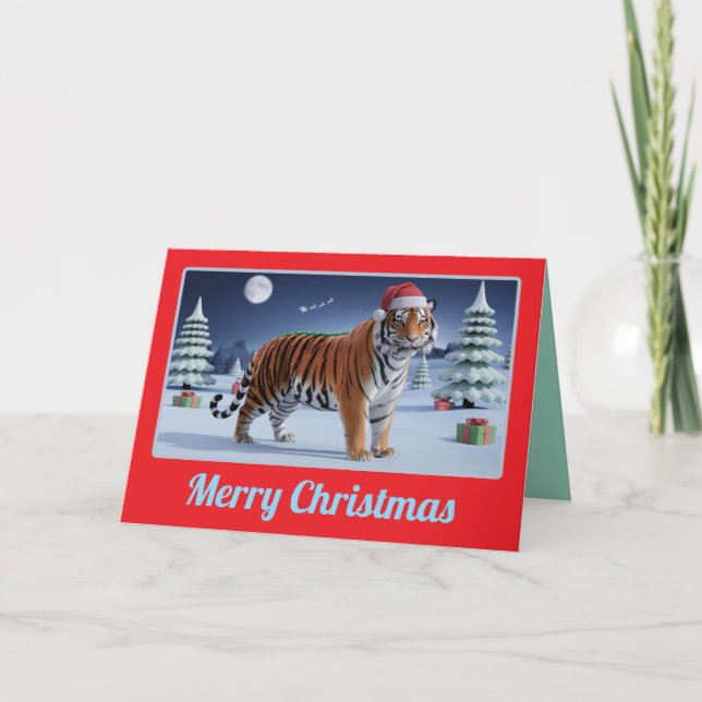 Carte Paysage de Noël du tigre (Devant)