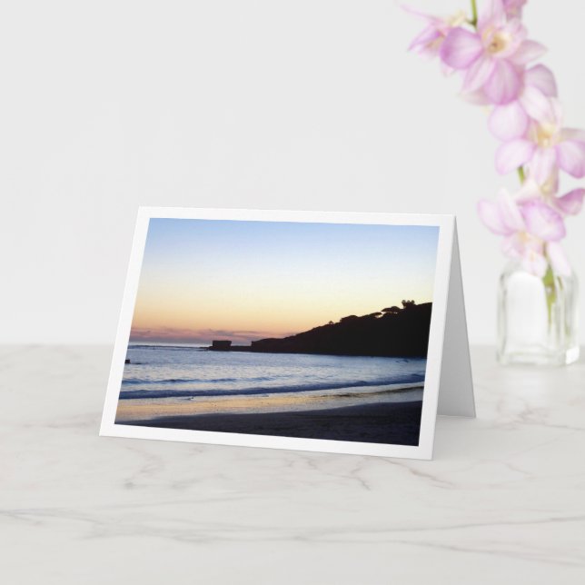 Carte Paysage de silhouette de plage au coucher du solei (Orchidée)