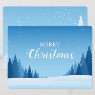 Carte Paysage hivernal enneigé Merry Christmas Card