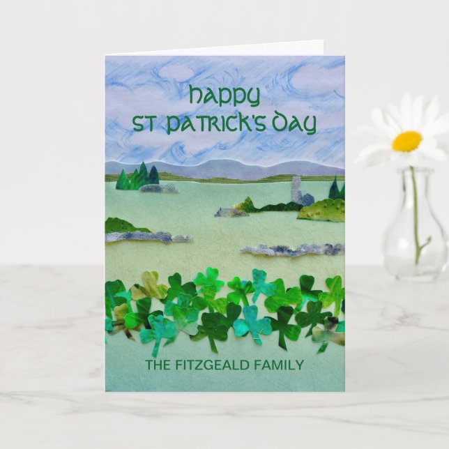 Carte Paysage irlandais de la Saint-Patrick personnalisé (Petite plante)