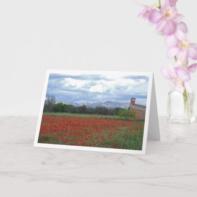 Carte Paysage Poppy Field Mountain (Orchidée)