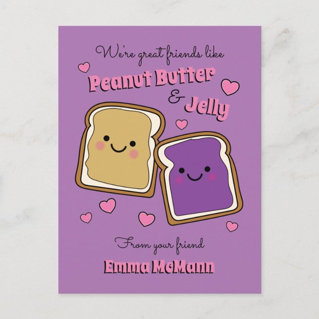 Carte PBJ Valentine Beurre d'arachide Jelly (Devant)