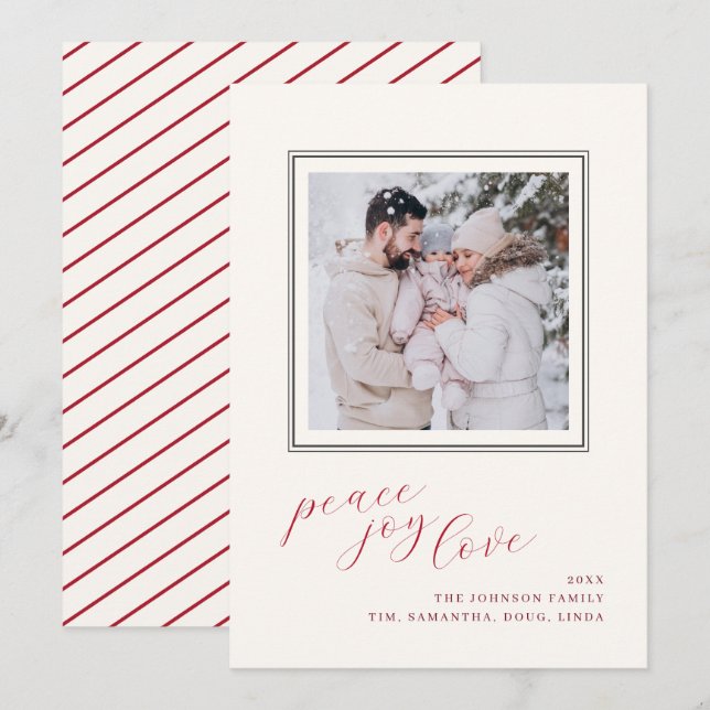 Carte Peace Jove Love Christmas Card Photo de vacances (Devant / Derrière)